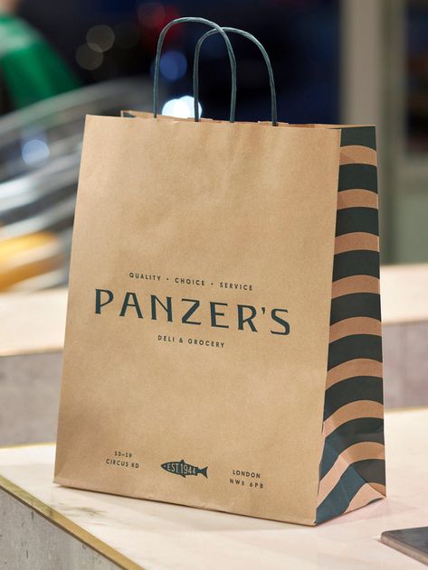 An Iconic London Food Destination Gets a Modern Brand Refresh | Dieline - Design, Branding & Packaging Inspiration Desain Paper Bag, Clean Interior Design, Shopping Bag Design, Paper Bag Design, Kraft Bag, Brand Refresh, London Food, Food Packaging Design, Creativity And Innovation