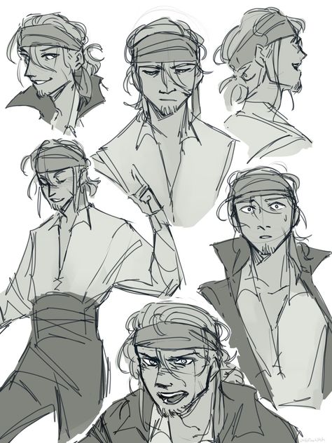 Bones in The Ocean pirate au on ao3 Pirate Outfit Reference, Bones In The Ocean, Outfit Reference, Pirate Outfit, Pirate Art, In The Ocean, Facial Expressions, Dnd Characters, Drawing Reference Poses