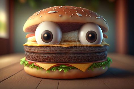 Funny cheeseburger with eyes. Generative AI. Burger day royalty free stock images Burger Images, Funny Burger, Hamburger Sandwich, Day Illustration, Beef Burgers, Children’s Books, Cheeseburger, Stock Images Free, Stock Illustration