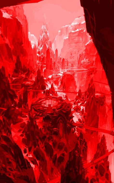 landscape in red Kota Masa Depan, Sci Fi Landscape, Landscape Concept, Fantasy City, Fantasy Setting, Fantasy Places, Futuristic City, Fantasy Art Landscapes, Fantasy Concept Art