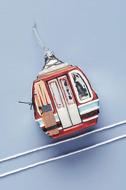 Anthropologie Ski Gondola Ornament - So detailed! - Anthropologie Christmas #anthropologie #anthropologiechristmas #ornaments #ad #christmasornaments #anthropologieornaments Nutcracker Image, Ski Gondola, Healthy Gift Basket, Greeting Card Holder, Dinosaur Ornament, Anthropologie Holiday, Snowman Candle, Gingerbread Ornaments, Star Tree Topper