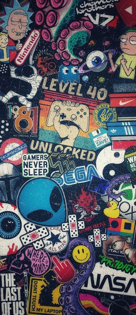 Sticker Bomb Wallpaper, Iphone Background Art, رورونوا زورو, Best Wallpaper Hd, Iphone Wallpaper For Guys, Graffiti Wallpaper Iphone, Best Graffiti, Wallpaper Instagram, Crazy Wallpaper