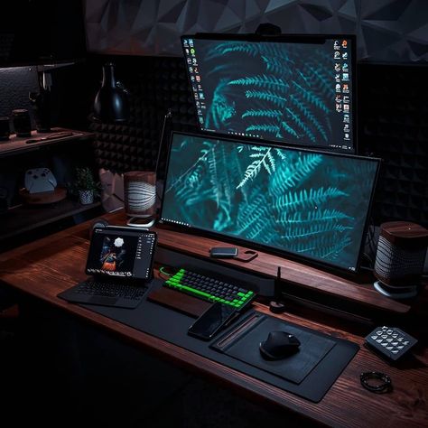 Dual Ultrawide Monitor Setup, Software Developer Desk Setup, Ultrawide Monitor Setup, Edit Suite, Multiple Monitor Setup, Trading Setup, 40 Gifts, Dual Monitor Setup, Gaming Desk Setup