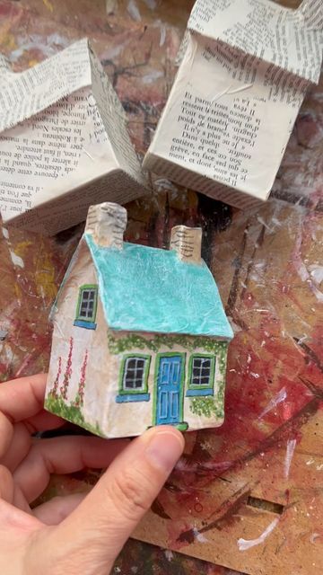 Heinz & Brummel on Instagram Paper Mache Crafts, Paper Clay, Pottery Houses, Paper Mache Art, Paper Mache Sculpture, Cardboard Art, Cardboard Crafts, July 25, Clay Projects