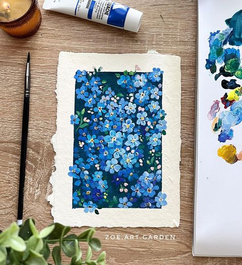 Zoe Lee, Gouache Art, Forget Me Nots, Arte Sketchbook, Art Garden, Art Inspiration Painting, Painting Art Projects, Gouache Painting, Diy Art Painting