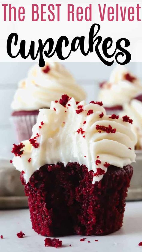 Cupcakes With Buttermilk, Velvet Recipes, Red Velvet Cupcakes Recipe, Cake Mix Cupcakes, Valentines Recipes Desserts, Cupcake Cream, Red Velvet Cupcake, Velvet Cake Recipes, Baking Stuff