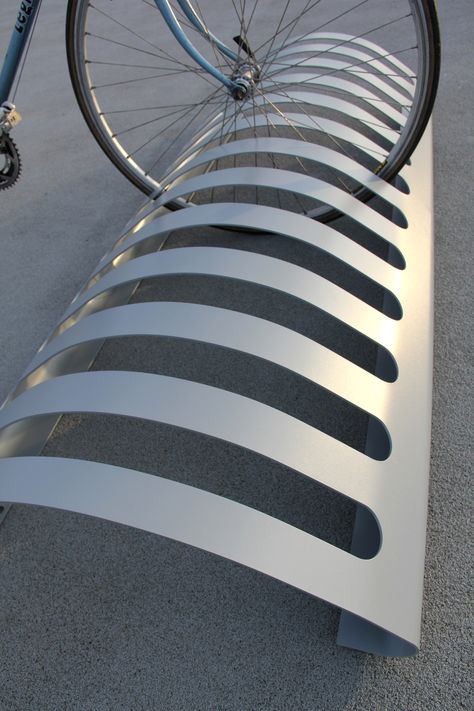 Bicycle rack MARTY By LAB23 design GIBILLERO design Bicycle Rack Design, Bike Parking Design, Bicycle Parking Design, Rack Velo, Bicycle Stands, Rack Design Ideas, Bike Shelter, Wall Mount Bike Rack, Range Velo