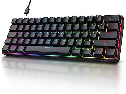 【Customizable Backlighting Effects】The 62-key mechanical gaming keyboard offers 26 backlighting modes with RGB effects, providing over 16 million color combinations for you to personalize your keyboard's appearance. The lighting also has a memory function, so you can quickly resume your preferred lighting mode after restarting your computer. 【Compact and Portable Design】The pc gaming keyboard's 60% compact layout saves desk space and allows for a more comfortable typing posture. The detachable U 60% Keyboard, Mini Keyboard, Pc Components, Video Games Pc, Gaming Keyboard, Mechanical Keyboard, Gaming Laptops, Mac Os, Work Travel