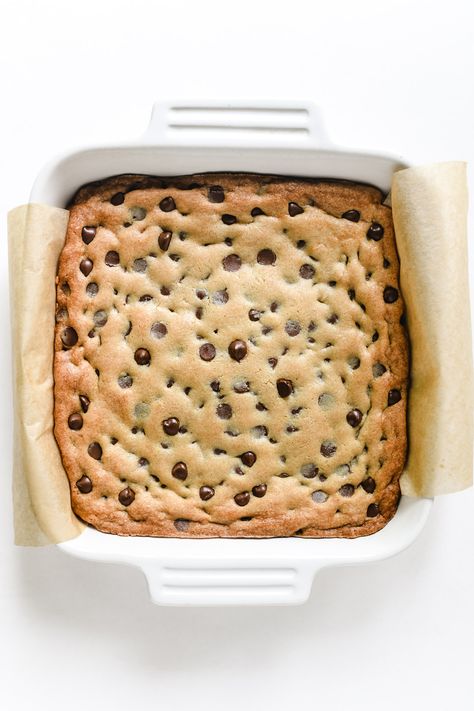 Quick And Easy Cookie Bars, Uses For Chocolate Chips, 8x8 Cookie Bars, Cookie Bars 8x8 Pan, Chocolate Chip Cookie Squares Recipe, Chocolate Chip Cookie Squares, Thick Cookie Bars, Small Batch Chocolate Chip Cookie Bars, Chocolate Chip Cookie Bars 8x8