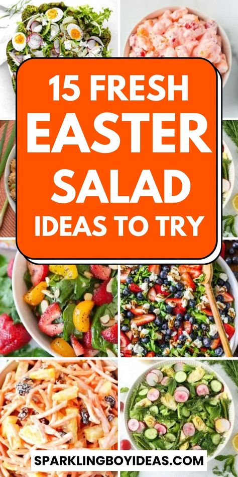 15 Easy Easter Salad 18 Easter Side Salads, Easter Lunch Menu, Easter Dinner Side Dishes, Unique Salad Recipes, Easter Dinner Sides, Easter Salad Recipes, Easter Salad, Brunch Salad, Easter Dinner Menus