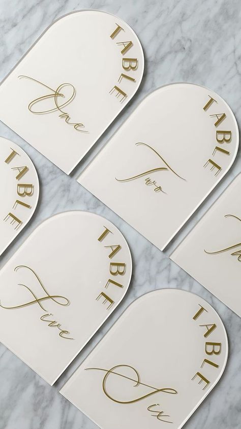 Event Acrylic Signs, Table Signs For Wedding, Arched Table Numbers, Wedding Table Signage, Acrylic Table Sign, Arched Table, Table Numbers Wedding Diy, Gold Table Numbers Wedding, Wedding Table Number Signs