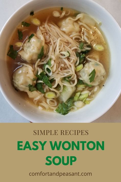 An easy & delicious recipe for a traditional Chinese dumpling soup. #best #homemade #quick #fast #simple #noodles #broth #chicken #shrimp Chinese Dumpling Soup, Easy Wonton Soup, Wonton Noodle Soup, Wonton Soup Recipe, Asian Soup Recipes, Broth Chicken, Easy Dumplings, Wonton Noodles, Dumpling Soup