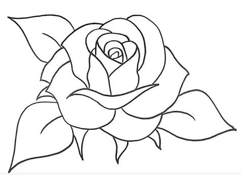 Rose Outline Drawing, Drawing Of A Rose, Rose Drawing Simple, Draw A Rose, Rose Outline, Drawing Lessons For Kids, Flower Drawing Design, Simple Rose, Rose Drawing