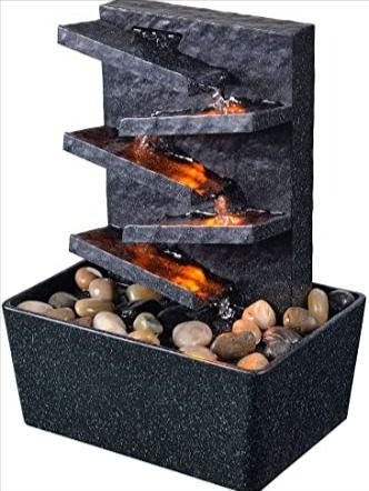 9.7 in Indoor Relaxation Tabletop Fountain with Reflective Lighting and River Rocks Meditiation Ladder Water Foundtain Home/Office Desktop Decoration #homedecor #tabletopdecor #tabletopfountain #livingroomdecor #fountain #indoorfountain #diyhomedecor #minifountain #decorideas #decor #dreamhouse #homedecorideas #homeaccessories #officedecor #desktopdecor #homediy #waterfountain #officedecor #ledfountain #luxurydecor Rustic Fountain, Paint Stick Crafts, Water Wall Fountain, Water Fountain Design, Garden Wall Designs, Diy Water Fountain, Tabletop Water Fountain, Garden Water Fountains, Fountain Design