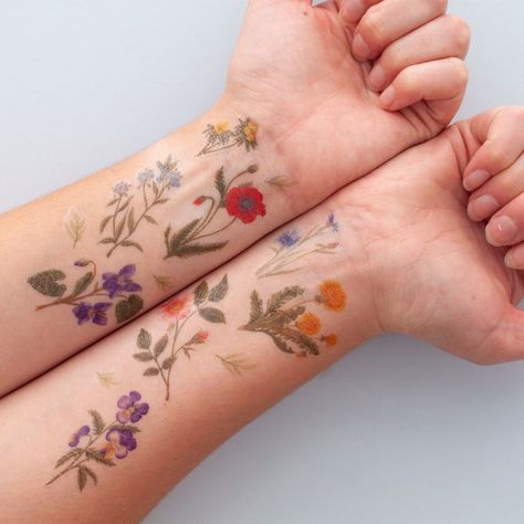 Botanisches Tattoo, Watercolour Tattoos, Temporary Tattoo Paper, Tattoo Sheet, Garden Tattoos, Funky Tattoos, Floral Tattoos, Tattoo Paper, British Garden