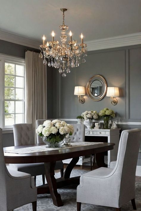 Discover 9 stunning color combinations to enhance your gray dining room decor. Elevate your interior design routine with these captivating hues. #ad   Read MORE ABOUT 9 Best Color Combinations for Gray Dining Room Decor   Dining room decor, Interior design, Home decor, Room color schemes, Gray color palette Modern Dining Room Paint Colors, Dark Gray Dining Room, Gray Dining Room Decor, Dinning Room Paint Colors, Gray Blue Dining Room, Popular Dining Room Colors, Gray Dining Rooms, Color Schemes Gray, Dinning Room Colors