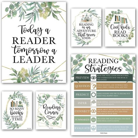 classroom decor Reading Posters For Classroom, Reading Corner Decor, Decorations For School, Elementary School Bulletin Boards, Reading Bulletin Board, Decor For Classroom, Reading Corner Classroom, Library Decorations, Reading Strategies Posters