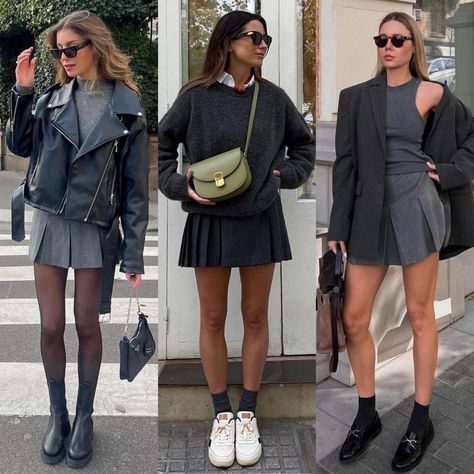 Black Mini Skirt Outfit Ideas, Black Outfit Skirt, Summer Outfits Layout, Grey Mini Skirt Outfit, School Skirt Outfits, Mini Skirt Outfit Ideas, Black Mini Skirt Outfit, Skirt Outfits Aesthetic, Outfit Ideas For School