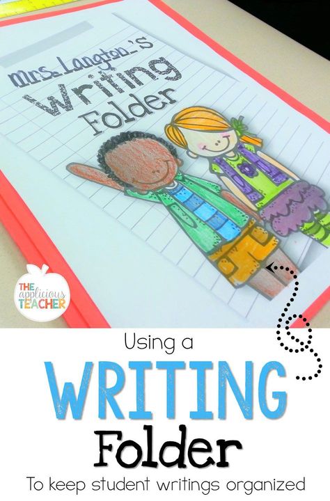 Using a  writing folder to keep student writings organized. Includes a free template to help get started! Student Writing Folders, Writing Organization, Writing Folders, 3rd Grade Writing, 2nd Grade Writing, 1st Grade Writing, Writing Anchor Charts, 4th Grade Writing, Work On Writing