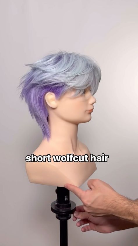 Gilad | Hair Video Education | Wolfcut + Mullet haircut. This step by step shows how to cut short hair in to a wolfcut shape while maintaining length in the back for a... | Instagram Wolfcut With Undercut, Wolf Cut Tutorial, Butterfly Haircut Tutorial, Wolfcut Mullet, Feathered Haircut, Haircut Wolfcut, Volume Mousse, Butterfly Haircut, Butterfly Cut