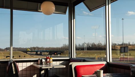 Micah Cash Aesthetic Twitter Header, Diner Aesthetic, Waffle House, American Diner, Sign Display, House Restaurant, In The Spotlight, Through The Window, Built Environment