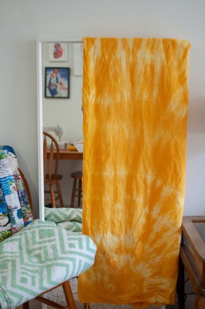 I dyed some fabric with turmeric -- check out the blog to see how I ended up styling the fabric :) Tie Dye Shower Curtain Diy, Natural Yellow Dye, Tie Dye Curtains Diy, Turmeric Dye Fabric, Turmeric Dye, Tie Dye Curtains, Dye Curtains, Heritage School, Craft Cafe