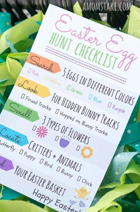 We're printing this awesome Easter egg hunt checklist to use with the kids this year! So fun to mix up the traditional holiday Easter hunt and make it unique and cheap and make the hunt last longer! Free printable! Easter Egg Hunt Ideas, Egg Hunt Ideas, Unique Easter Eggs, Easter Egg Hunt Party, Egg Hunt Party, Easter Games For Kids, Creative Easter Eggs, Easter Hunt, Easter Games