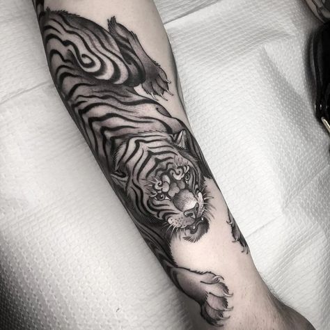 Nathan Kostechko, Tiger Forearm Tattoo, Mens Tiger Tattoo, Tiger Attack, Japanese Tiger Tattoo, Tiger Tattoo Sleeve, Inner Arm Tattoos, Tiger Tattoo Design, Tattoos Mandala