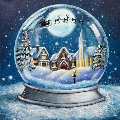 Globe Drawing, Learn Acrylic Painting, Xmas Drawing, Diy Christmas Paintings, Christmas Globes, New Year Art, Ball Drawing, Santa Art, Globe Art