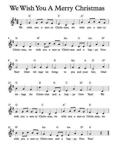 Free Sheet Music - Free Lead Sheets - We Wish You A Merry Christmas We Wish You A Merry Christmas Sheet Music, Treble Clef Sheet Music, We Wish You A Merry Christmas Piano, We Wish You A Merry Christmas, Christmas Music Sheets, Kunci Ukulele, Recorder Instrument, Christmas Piano Sheet Music, Piano Music Easy