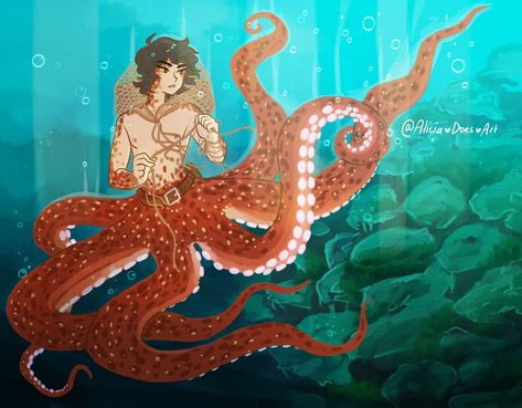 Mermaid Concept, Jellyfish Mermaid, Colossal Squid, Octopus Mermaid, Fae Art, Pirate Art, Monster Musume, Fantasy Races, Voltron Legendary Defender