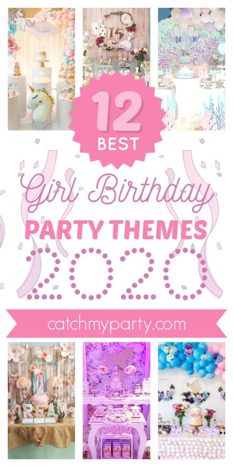 It's never too soon to start planning a birthday party and we've rounded up the 12 most popular girl birthday party themes for 2020 to help you plan the party of the year! We have loads of wonderful party themes that your daughters are going to love and that will be spot on trend in 2020. See more party ideas and share yours at CatchMyParty.com #catchmyparty #partyideas #girlbirthdayideas #girlbirthdaythemes #girlbirthdaytrends 3rd Birthday Party For Girls Ideas At Home, Girly Birthday Themes, Girl Third Birthday Party Theme, 6th Birthday Girl Themes, Girl Birthday Party Themes, Toddler Girl Birthday Party, Carousel Party, Balloon Prices, Girls Birthday Party Themes