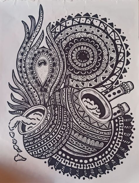 I tried to recreate a mandala art made by kalakriti.karishma on Instagram.I made some changes as it was hard for me to make the exact mandala art as she made.I also made mistakes 😅but I am learning. Hard Mandala Art, Kalakriti Karishma, A Mandala Art, I Am Learning, Mandala Design Art, Doodle Art Designs, Lord Krishna, Mandala Art, Doodle Art