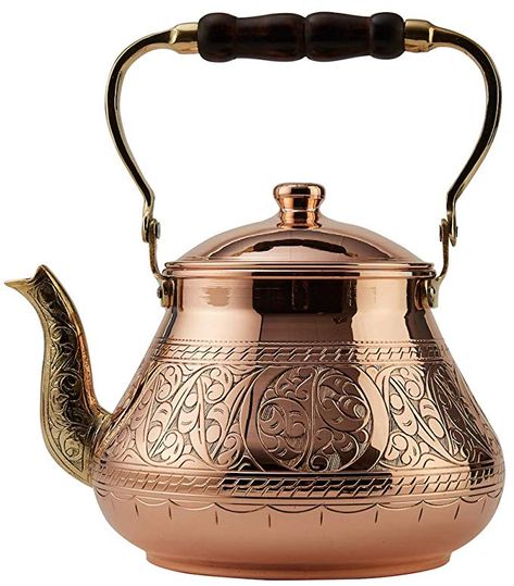 AmazonSmile | DEMMEX 2019 Heavy Gauge 1mm Thick Natural Handmade Turkish Copper Engraved Tea Pot Kettle Stovetop Teapot, LARGE 3.1 Qt - 2.75lb (Engraved Copper): Teapots Bohemian Style Home, Copper Tea Kettle, Whistling Tea Kettle, Copper Kettle, Copper Kitchen, Handmade Copper, Tea Kettle, Tea Pot, Coffee Pot