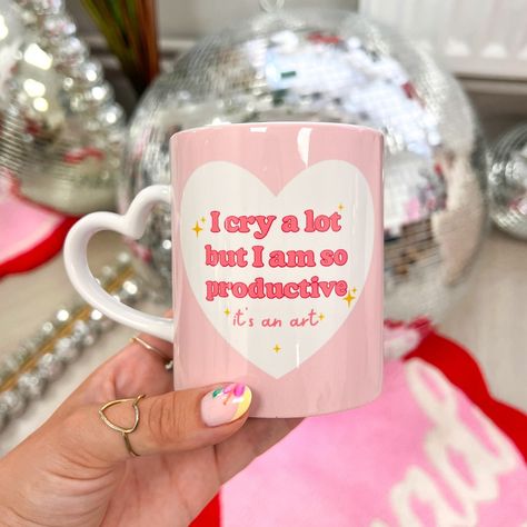 July best selling mugs ⭐️🪩💖 Free gifts with every order placed today! Girly Ceramic Mugs, Taylor Swift Pottery Ideas, Mug Printing Ideas, I Cry A Lot, Sublimacion Ideas, Couples Poster, Handmade Mugs, Cry A Lot, Pottery Inspo