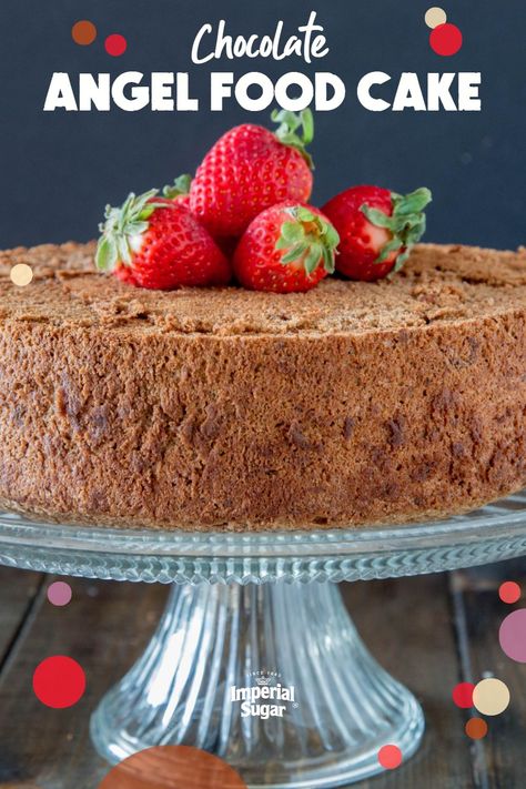 Light and airy, this Chocolate Food Angel cake is delicious on its own, or topped with fresh fruit, <a href="/recipes/creme-chantilly">Creme Chantilly</a>, <a href="/recipes/chocolate-ganache-or-sauce">Chocolate Ganache</a> or <a href="/recipes/raspberry-curd">Raspberry Curd</a>. Chocolate Angel Food Cake, White Recipes, Almond Coffee Cake, Angel Cake, Best Cake Recipes, Gourmet Foods, Coffee Cake Recipes, Light As A Feather, Bundt Cakes