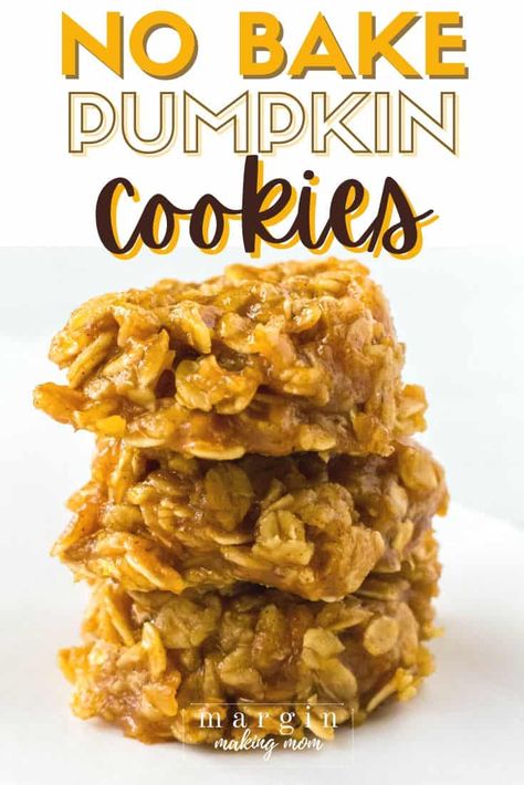 These no bake cookies are full of pumpkin spice flavor, making them the perfect easy dessert for fall. The nut-free recipe is one you'll want to make again and again! Pumpkin Oatmeal No Bake Cookies, Fall No Bake Cookies, No Bake Pumpkin Cookies Oatmeal, Pumpkin Spice No Bake Cookies, Fall No Bake Treats, Easy No Bake Pumpkin Desserts, Halloween No Bake Cookies, No Bake Fall Treats, No Bake Pumpkin Cookies