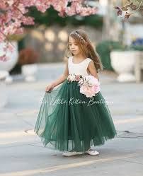 Boho Girl Style, Green Flower Girl Dresses, Floral Hair Wreath, Long Flower Girl Dresses, Girls Special Occasion Dresses, Floral Hair Combs, Tulle Flower Girl, Tulle Flowers, Baptism Dress