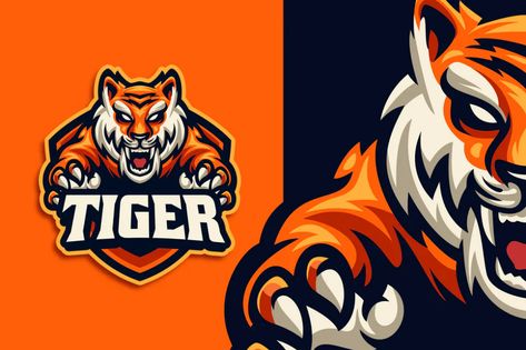 Tiger Mascot, Esports Logo, Gaming Logo, Sport Logo, Mascot Logo, Mascot Design, Auburn Tigers, Envato Elements, Sports Logo