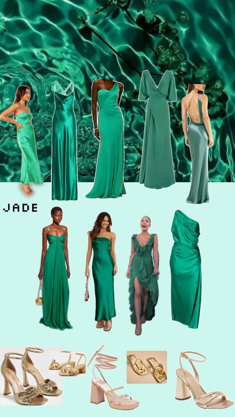 Jade green Emerald Dresses, Jade Green, Beautiful Outfits, Jade, Emerald, Bridesmaid Dresses, Green, Dresses, Clothes