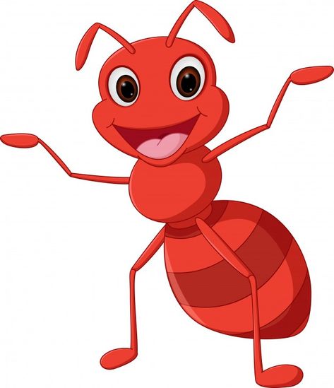 Happy ant cartoon | Premium Vector #Freepik #vector #character #cartoon #animal #red Ant Cartoon, Premium Vector, Stock Photos, Illustrations, High Quality, Red