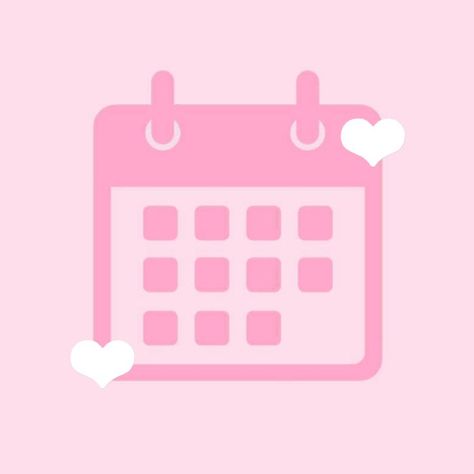 Phone Themes Pink, Pink Phone Theme, Calendar Logo, Heart Kawaii, Pink Calendar, Pastel Pink Icons:), Heart App, Kawaii App, Calendar Icon