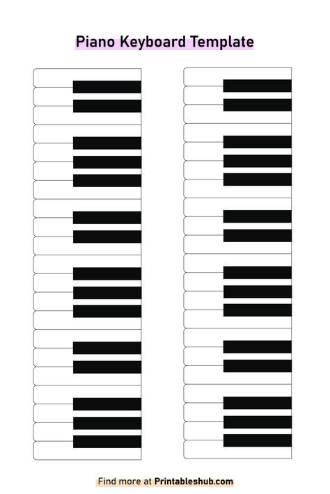 Free Printable Blank Piano Keyboard Templates [PDF Included] | Printables Hub Printable Piano Keyboard, Blank Keyboard Template, Lead Sheets Piano Free Printable, Piano Practice Chart, Piano Crafts, Piano Worksheets, Free Piano Lessons, Assignment Sheet, Piano Chords Chart