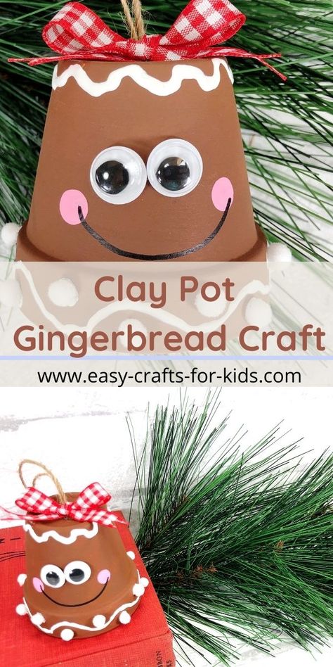 Clay Pot Gingerbread House, Gingerbread Man Ornaments For Kids, Painting Activity For Kids, Gingerbread Woman, Gingerbread House Craft, Gardening Club, Gingerbread Gifts, Gingerbread Lady, Gingerbread Crafts