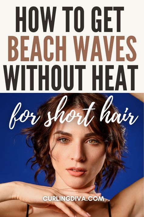 Beach Waves Shag Hair, Beachy Waves Shoulder Length Hair, Beach Wave Bob With Bangs, Wavy Perm Short Hair Beachy Waves, How To Get Beachy Waves For Short Hair, No Heat Beach Waves Short Hair, How To Wave Short Hair Without Heat, Beach Waved Bob, Air Dry Waves Short Hair