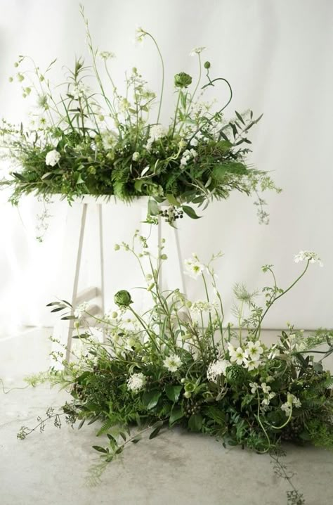 Blooming Branches Wedding, Window Floral Arrangements, Ceremony Ground Arrangements, Fern Wedding Florals, Ivory North Wedding, Greenery Heavy Wedding, Fern Wedding Flowers, Small Floral Arrangements Wedding, Fern Flower Arrangements