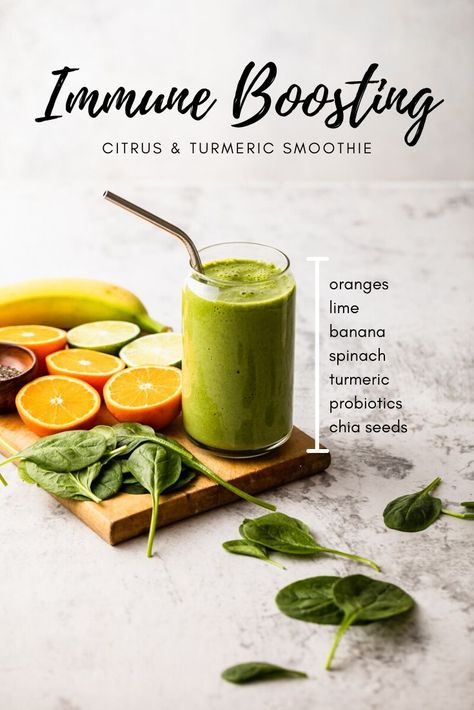 Orange spinach turmeric immune boosting smoothie is full of all the vitamins you need to help boost your immune system. Anti-inflammatory smoothie. Smoothies For Immune System, Essen, Thermomix, Smoothie Immune Booster, Healthy Juice Recipes Immune System, Immune Boosting Breakfast, Immune System Boosters Smoothie, Immune Smoothie, Immune Juice