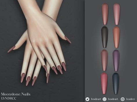 Sims 4 Cc Women Nails, Sims 4 Fingernails Cc, Sims 4 Cc Female Nails, Sims 4 Cc Nails Long, Sims 4 Cc Nails Patreon, Moonstone Nails, Cc Nails, Sims Accessories, Sims 4 Nails