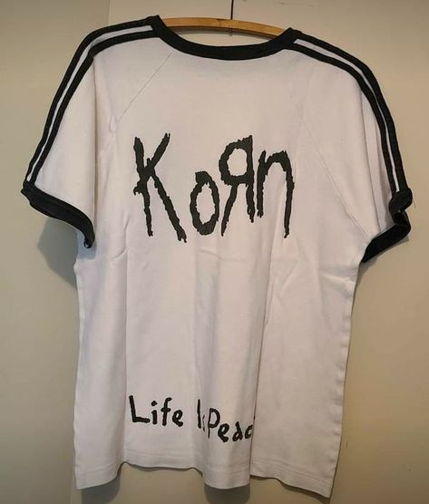 korn A.D.I.D.A.S shirt Korn Clothing, Korn Shirt Outfit, A.d.i.d.a.s Korn, Korn Outfit, Korn T Shirt, Korn Adidas, Korn Shirt, Thrifted Outfits, T Shorts