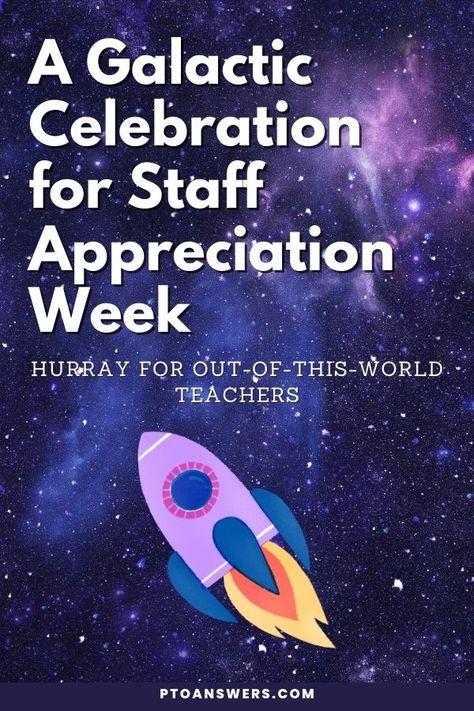 So many fantastic ideas to celebrate your out of this world teachers with a galactic space themed week of events. Great ideas for all PTO PTA Staff and Teacher Appreciation Chairs. Space Themed Teacher Appreciation Week, Out Of This World Party, Space Themed Staff Appreciation, Employee Appreciation Theme Days, Disney Staff Appreciation Week, Out Of This World Theme, Out Of This World Teacher Appreciation Theme, Star Themed Teacher Appreciation, Staff Appreciation Themes